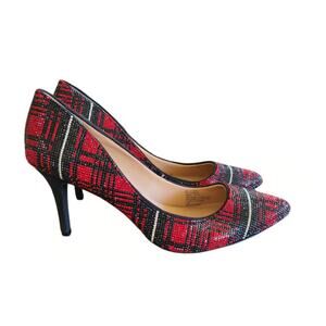 I.N.C. Womens Zitah Embellished RED/black Pointed Toe Pumps 9wide nwob